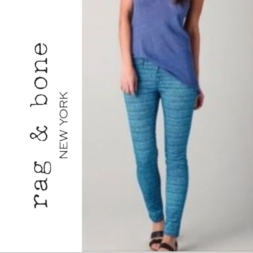 Rag & Bone Legging Jeans 5 Pocket Color Blue Tweed Size 26